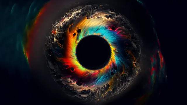 Multicolored cosmic ring surrounding a dark abstract black hole