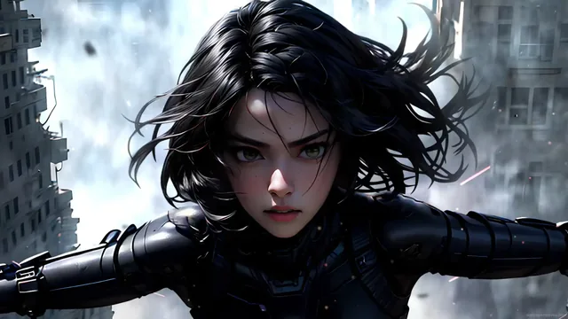Alita featured as the Battle Angel in a science-fiction character scene