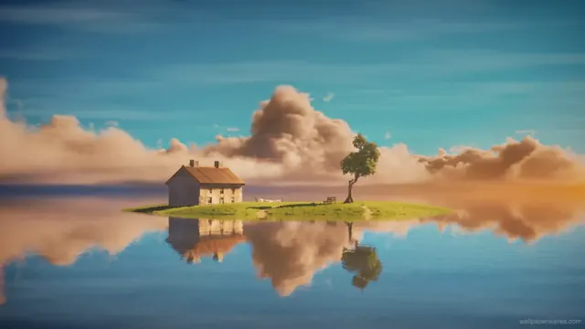 A scenic island landscape surrounded by open water