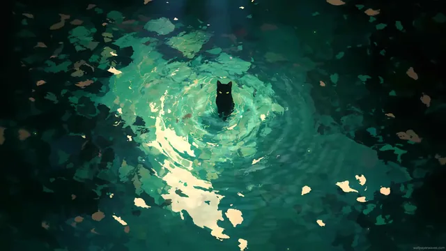 Blissful lonely cat relaxing in a quiet 4K live wallpaper scene