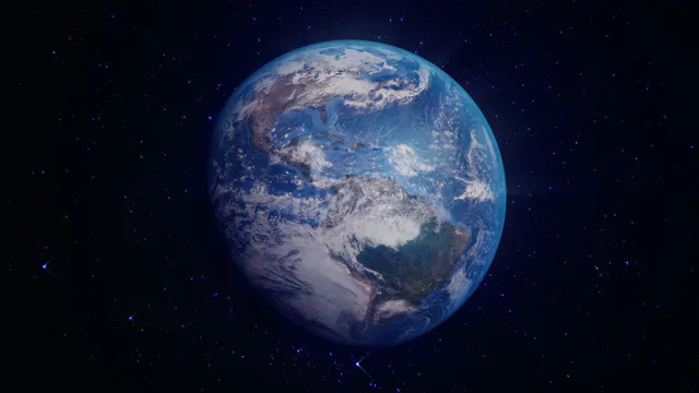 Blue Earth floating against a dark star field