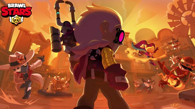 Goldarm Gang cartoon outlaws lined up across a dusty western street at sunset