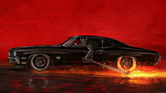 Chevy Chevelle SS 454 paired with a supernatural demon-driver theme