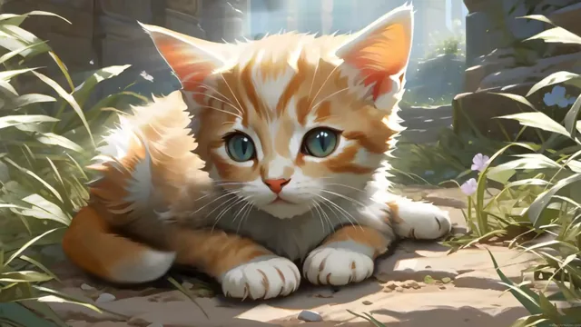 Cute orange kitten featured as the central animal subject