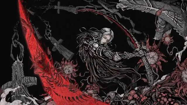 Dark reaper-like warrior carrying a scythe in a fantasy portrait