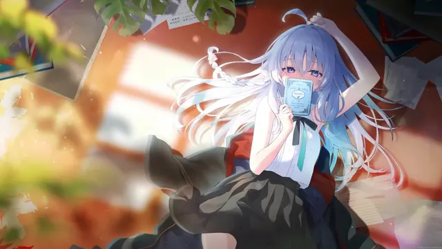 Elaina reading a magic book in a Wandering Witch wallpaper