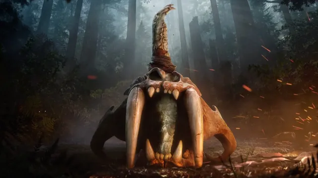 Dinosaur skull in a mystical Far Cry Primal forest