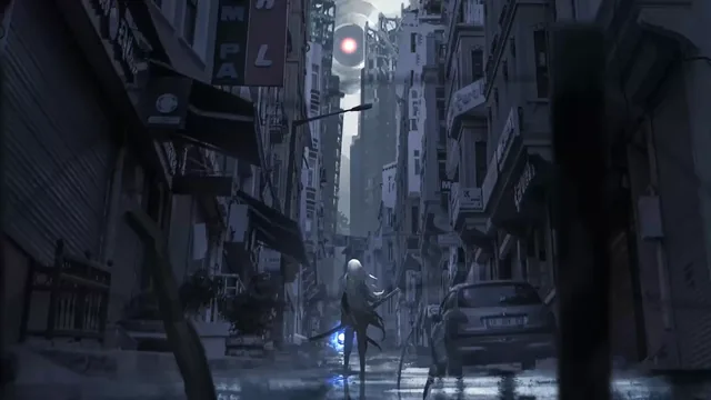 Female figure set within an advanced futuristic cyber city