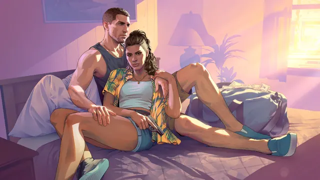 Lucia and Jason sharing a relaxed moment in a GTA VI scene