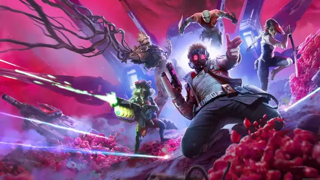 Guardians of the Galaxy in a cosmic battle live wallpaper