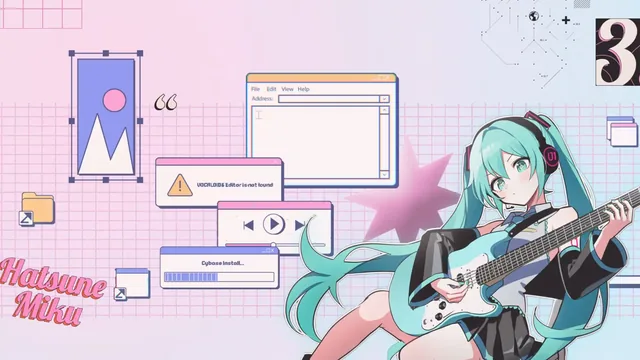 Hatsune Miku retro desktop anime live wallpaper