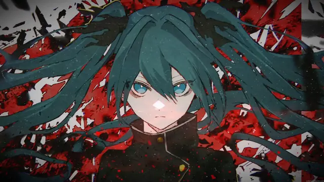 Hatsune Miku in a fractured shattered-reality fan-art composition