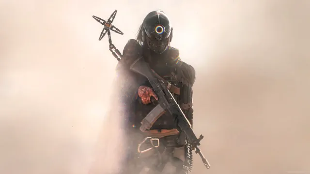 High-tech warrior shaped by advanced combat technology and engineered power