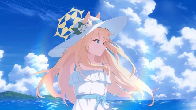 Iochi Mari Blue Archive ocean-view 4K live wallpaper