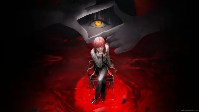 Makima Chained Chainsaw Man anime live wallpaper in 4K resolution.