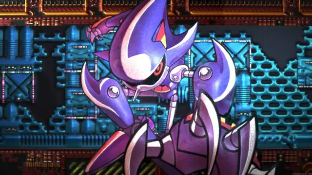 Metal Sonic rendered in retro pixel art for a live wallpaper