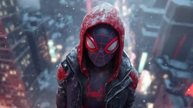 Miles Morales snow-city close-up live wallpaper in 4K