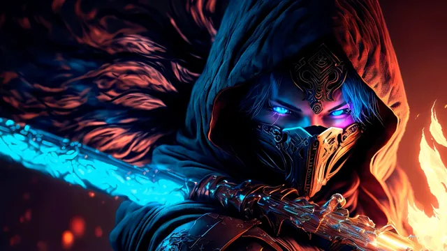 Mystic warrior resembling Templar Assassin with glowing eyes and energy-infused blades