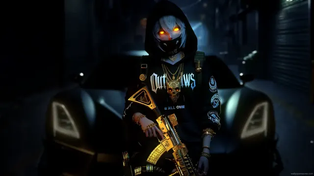 Sci-fi outlaw character Lyx in a gangster-themed scene