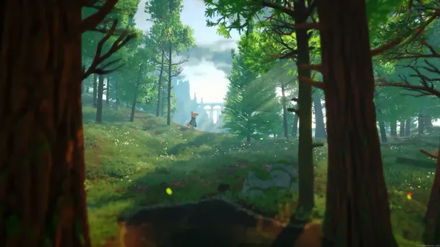 Peaceful fox resting within a lush green forest setting