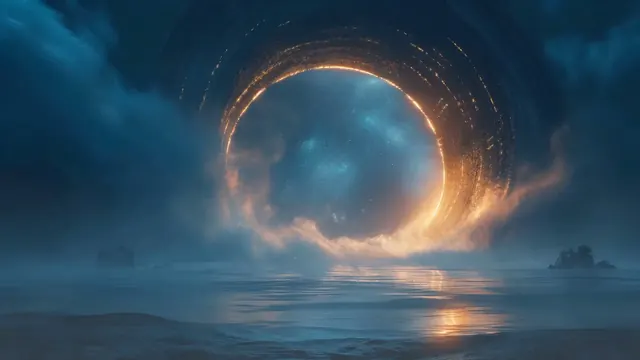 Surreal science-fiction dreamscape built around a mysterious portal