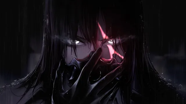 Rahu in a dark rain-drenched cyber-noir setting with dystopian shadows and neon glow