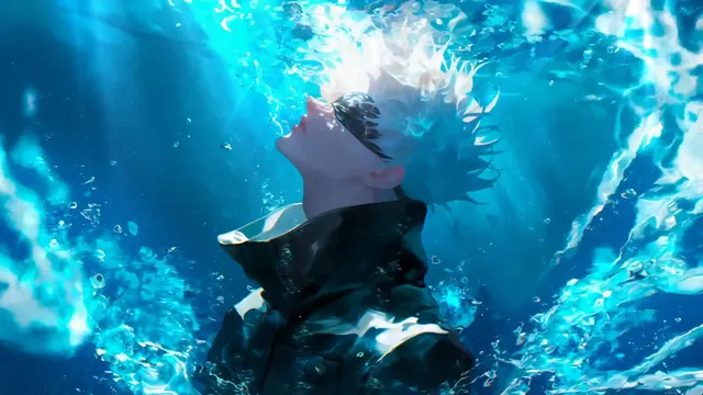 Satoru Gojo in an underwater Jujutsu Kaisen wallpaper