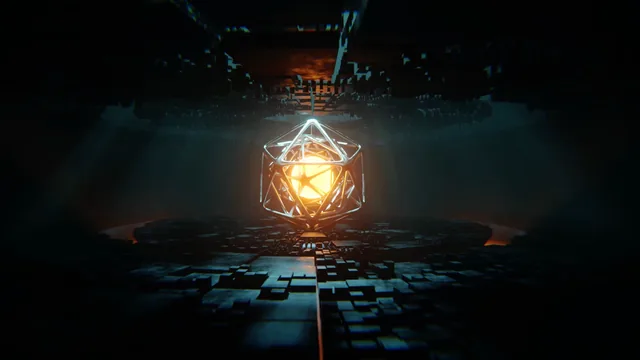 Glowing futuristic energy core surrounded by intricate high-tech machinery