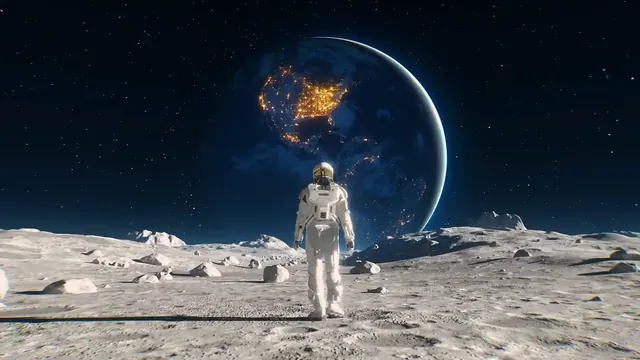 A lone spaceman making a quiet journey home