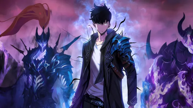 Sung Jin-Woo Shadow Monarch anime live wallpaper in 3840x2160 resolution.