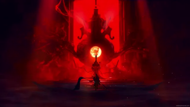Destined One beneath towering celestial presence in the golden Heavenly Court of Black Myth Wukong